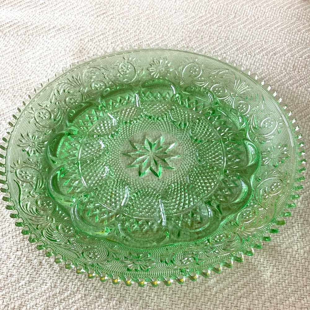 Vintage Indiana Glass Co Tiara Deviled Egg 12" Platter in Chantilly Green